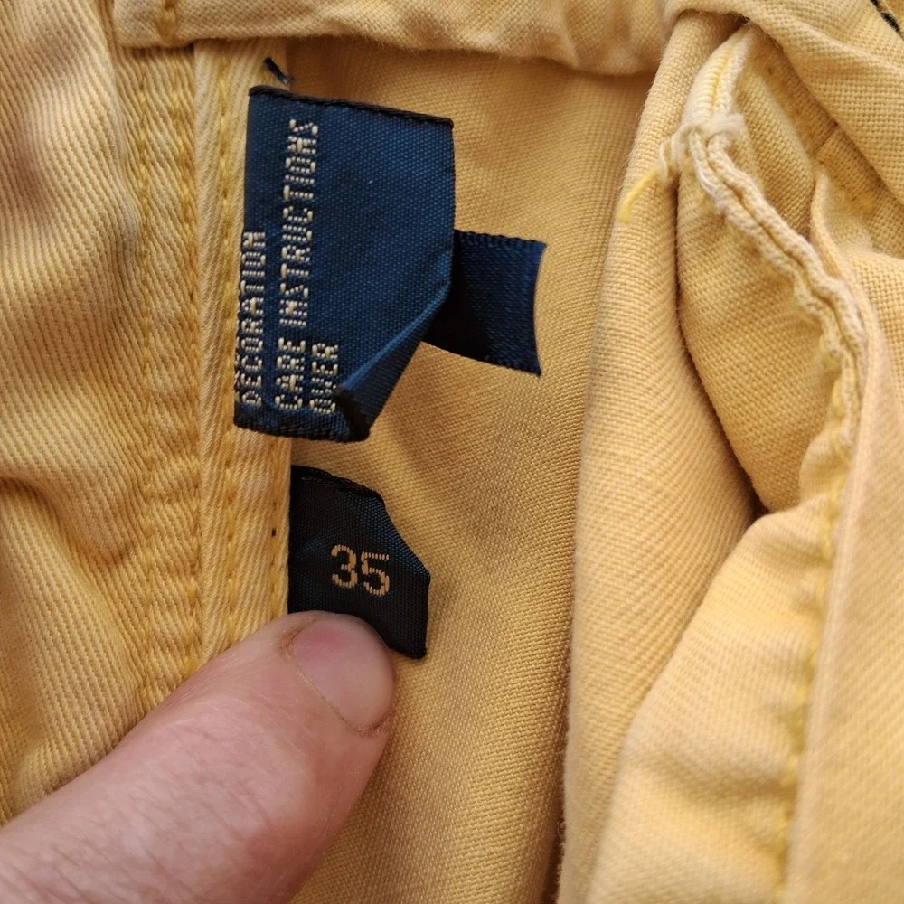Polo Ralph Lauren‎ Chino Shorts Flat Front Casual Yellow Mens Size 35 Pony